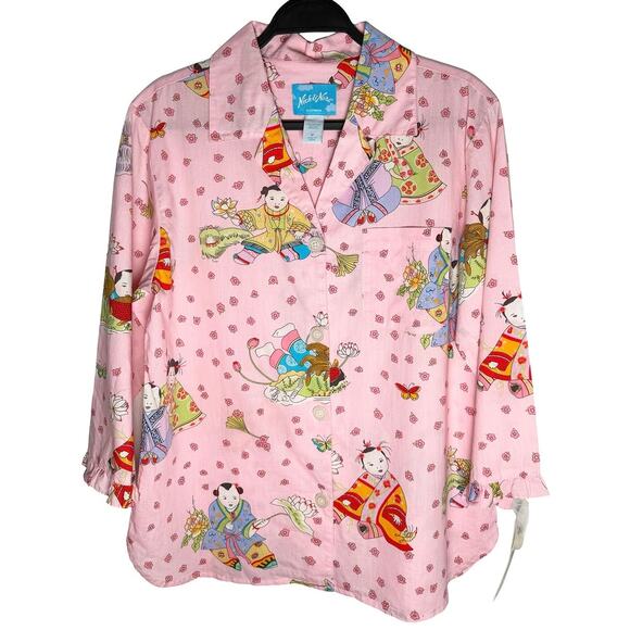 Nick & Nora Other - Nick & Nora Womens Big Babies Vintage Pink Emperor Empress Floral Pajama Top NWT